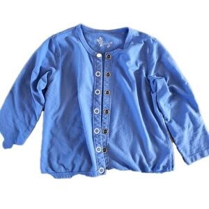 Ladies Snap Front Sweater Cover Up Petite Large Blue